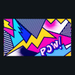 Pop Art Pow! Muster in Magenta, Blau und Schwarz Poster<br><div class="desc">Graphic Pop Art Muster,  mit niedlicher 'POW!' Typografie,  gegen ein buntes abstraktes Muster. Kontaktieren Sie den Designer für spezielle Anfragen. © Copyright 2021 P.D.,  Vintages Comic Art. Alle Rechte vorbehalten.</div>