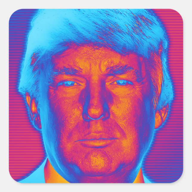 Pop Art Präsident Trump Quadratischer Aufkleber (Vorderseite)