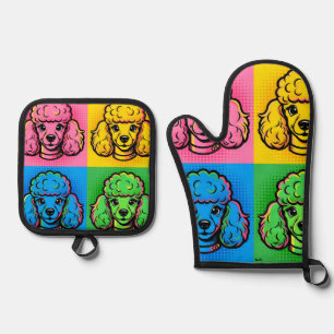 Pop Art Pudel Ofenhandschuh & Topflappen-Set