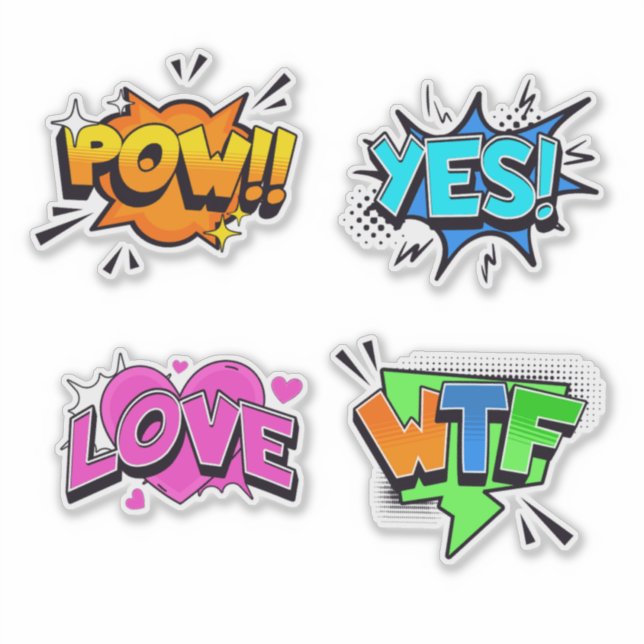 Pop Art Punch: Comic Action Aufkleber (Vorderseite)