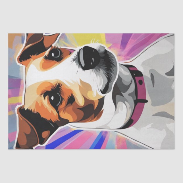 Pop Art Pup: Jack Russell Terrier Decoupage Seidenpapier (Vorderseite)