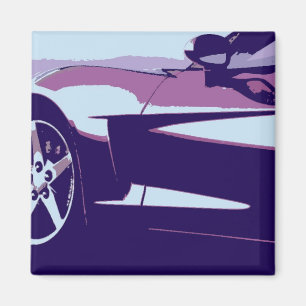 Pop Art Purple Corvette Magnet