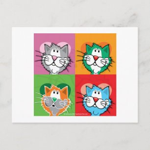Pop Art Quilt Cat Postkarte