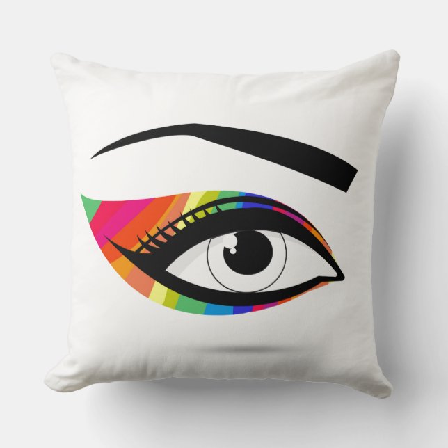Pop Art Rainbow Eyeshadow Throw Kissen (Vorderseite)