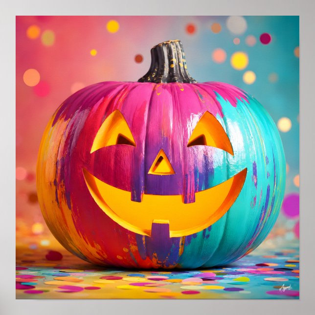 Pop Art Rainbow Pumpkin Poster (Vorne)