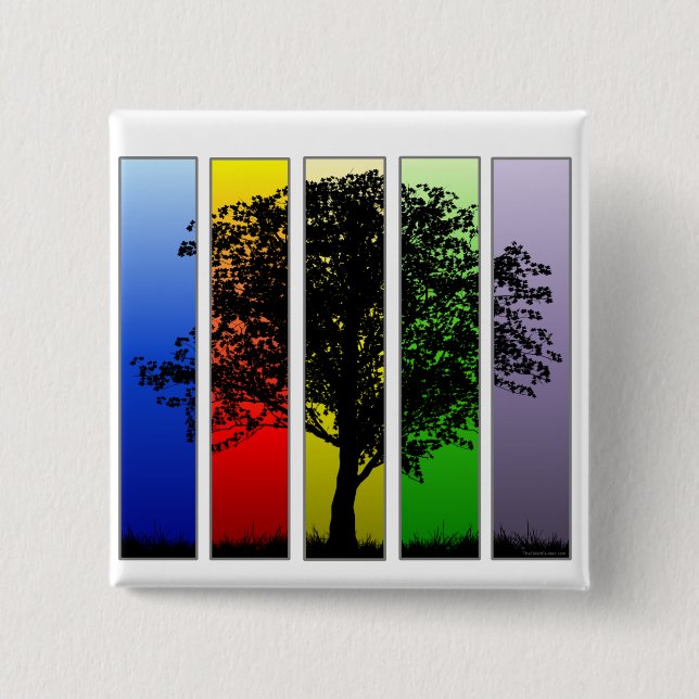 Pop Art Rainbow Tree Button (Vorderseite)