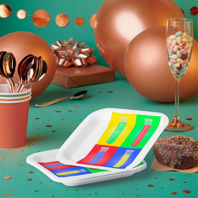 Pop-Art-Reagenzgläser Wissenschaft Chemie Labor Pappteller (Von Creator hochgeladen)
