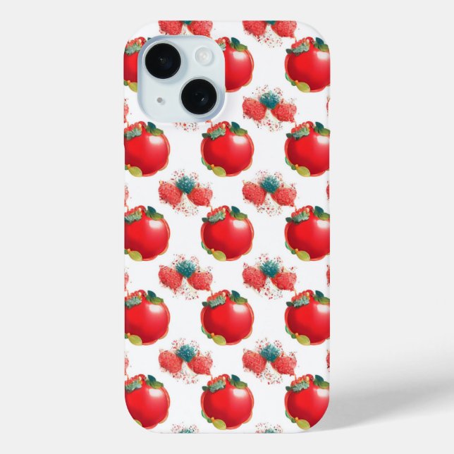 Pop Art Red Apple und Strawberry Phone Case (Rückseite)