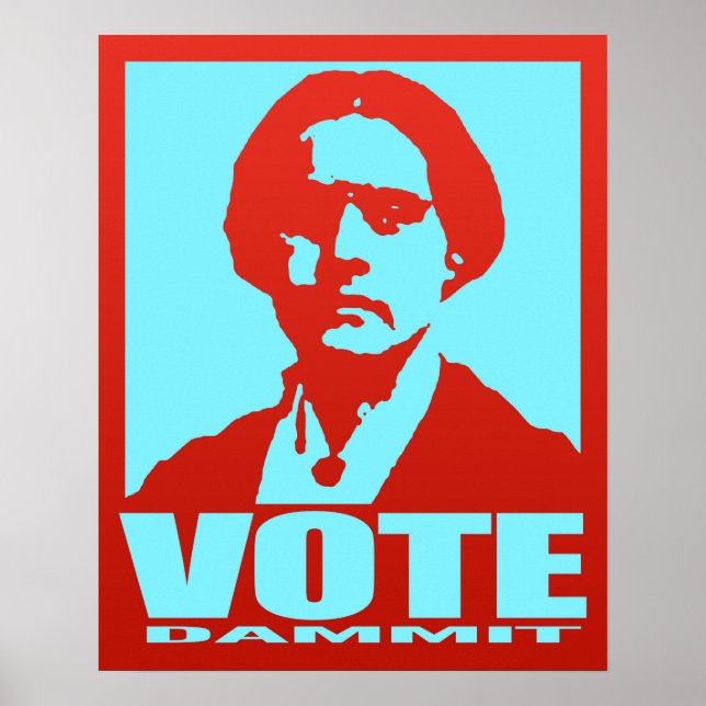 Pop-Art Red & Aqua Vote Dammit Susan B. Anthony Poster (Vorne)
