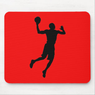 Pop Art Red Black Basketball Player Silhouette Mousepad