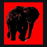 Pop Art Red Black Elephant Silhouette Poster<br><div class="desc">Artwork für den digitalen Pop - Software-Skizzen für afrikanische Tiere</div>