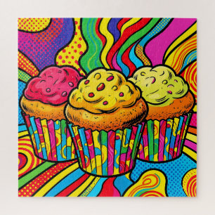 Pop-Art-Regenbogen-Cupcakes-Explosion Puzzle