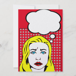Pop Art Retro Blonde Frauen Einladungen Hochzeit