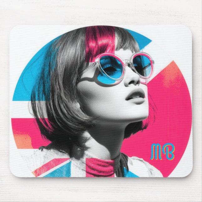 Pop Art Retro Chic Mädchen  Mousepad (Vorne)