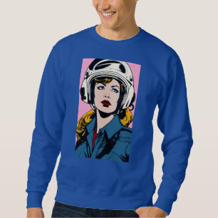 Pop Art Retro Frau in Helmet Graphic T - Shirt