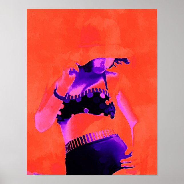 Pop Art Retro Hippy Chic Boho Kunstwerke Girl Poster (Vorne)