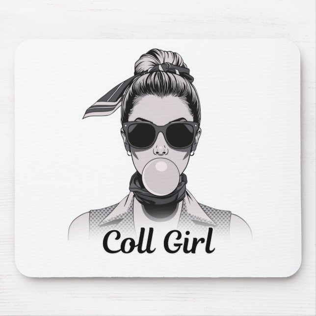 Pop Art Retrô Mulher Fashion Preto e Branco  Mousepad (Vorne)