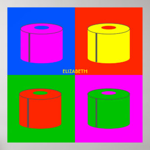 Pop Art Retro Psychedelic Toilet Paper Vibrant Poster