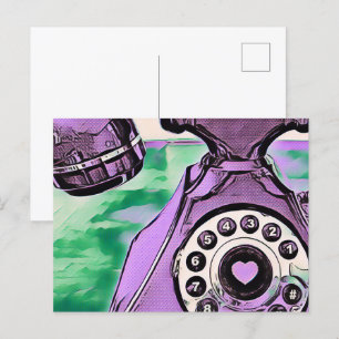 Pop Art Retro Telefon Postkarte
