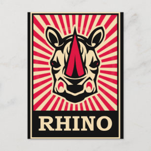 Pop Art Rhinoceros Postkarte
