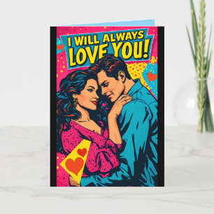 Pop Art Romantische Liebe Blau Magenta Gelb Karte