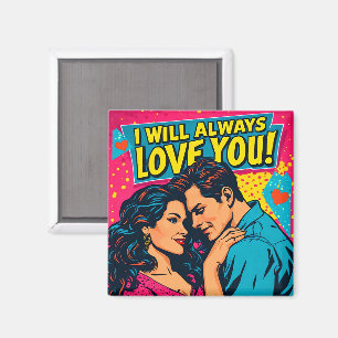Pop Art Romantische Liebe Blau Magenta Gelb Magnet