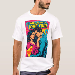Pop Art Romantische Liebe Blau Magenta Gelb T-Shirt