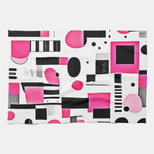 Pop-Art-Rosa-Geometrie-Design Geschirrtuch (Horizontal)