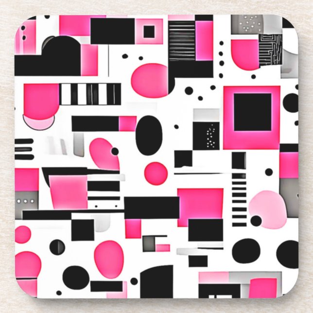 Pop-Art-Rosa-Geometrie-Design Getränkeuntersetzer (Vorderseite)