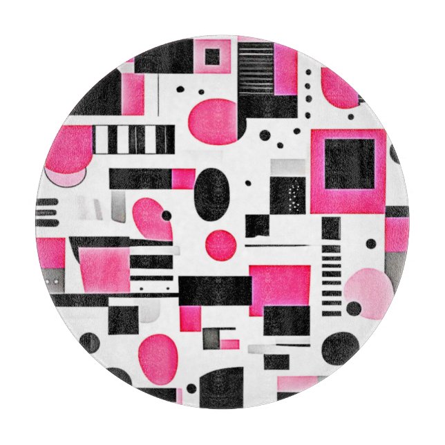 Pop-Art-Rosa-Geometrie-Design Schneidebrett (Vorderseite)