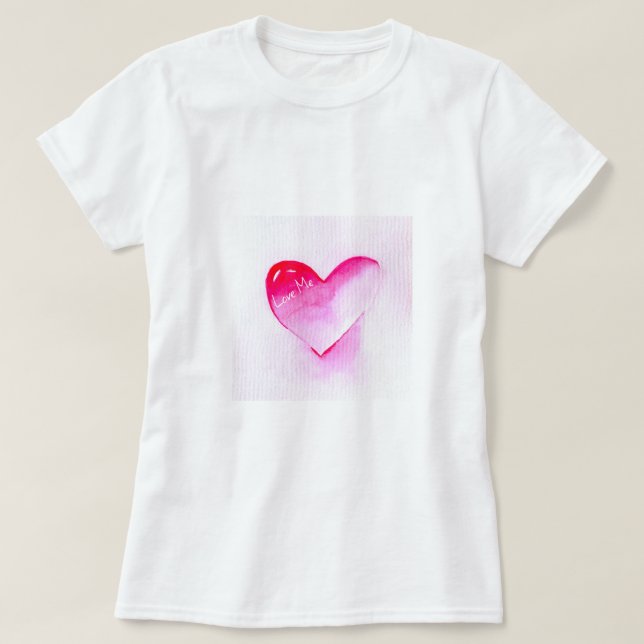 Pop Art rosa Herzvalentin T-Shirt (Design vorne)