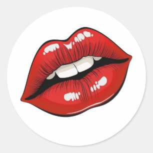 Pop Art Rote Lippen Runder Aufkleber