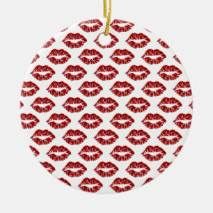 Pop Art: Rote Lippenstift Küsse Keramikornament