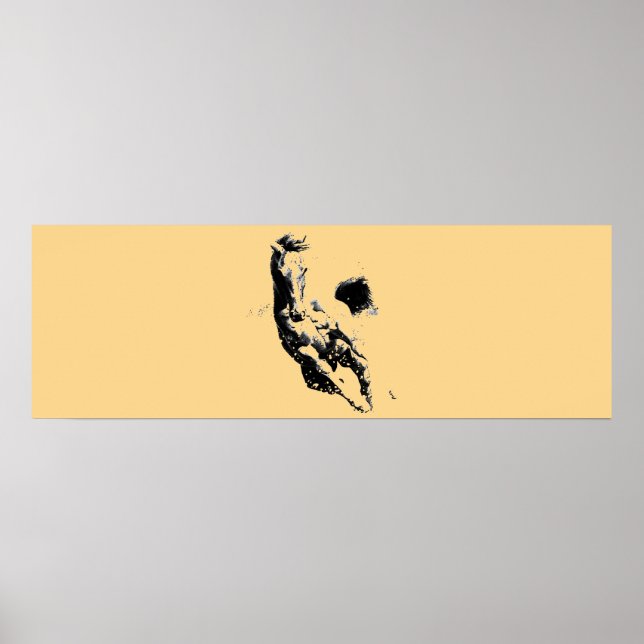 Pop Art Running Horse Artwork Browny Beige Poster (Vorne)