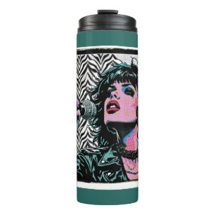Pop Art Sänger Halftone Punk Rocker Musikliebhaber Thermosbecher