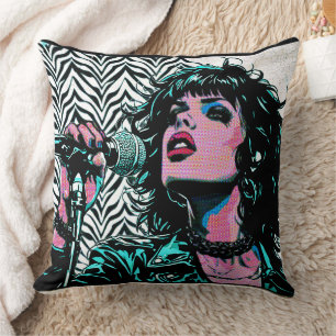 Pop-Art-Sänger Teal Pink Musiker Musikliebhaber  Kissen