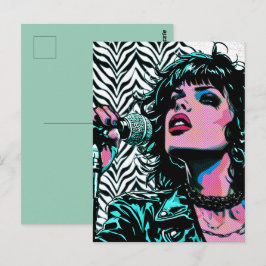 Pop-Art-Sänger Teal Pink Musiker Musikliebhaber Postkarte