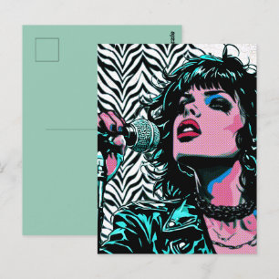 Pop-Art-Sänger Teal Pink Musiker Musikliebhaber Postkarte