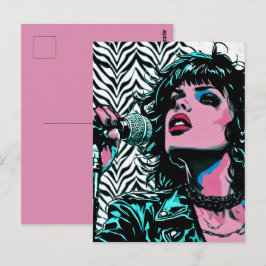 Pop-Art-Sänger Teal Pink Musiker Musikliebhaber Postkarte