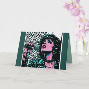 Pop-Art-Sängerin Teal Pink Punk-Rockerin Musiklieb Karte
