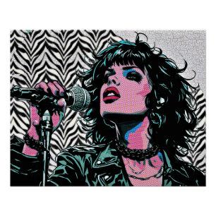 Pop-Art-Sängerin Teal Pink Punk-Rockerin Musiklieb Poster