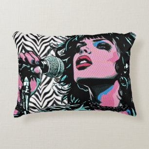 Pop-Art-Sängerin Teal Pink Punkrock-Musikliebhaber Dekokissen