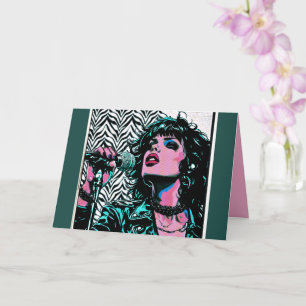 Pop-Art-Sängerin Teal Pink Punkrockerin Musikliebh Karte