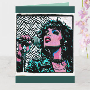 Pop-Art-Sängerin Teal Pink Punkrockerin Musikliebh Karte