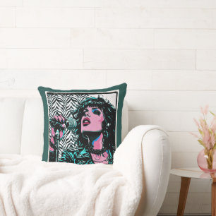 Pop-Art-Sängerin Teal Pink Punkrockerin Musikliebh Kissen