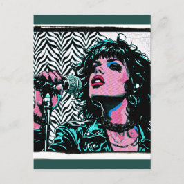 Pop-Art-Sängerin Teal Pink Punkrockerin Musikliebh Postkarte
