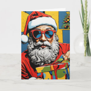Pop Art Santa Card   Custom Collage Christmas Karte
