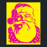Pop Art Santa Gelb Rosa Poster<br><div class="desc">Das obere rechte Design aus unserem beliebten 4 Santa Popart Poster Design.</div>