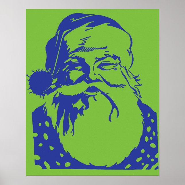 Pop Art Santa Green Poster (Vorne)