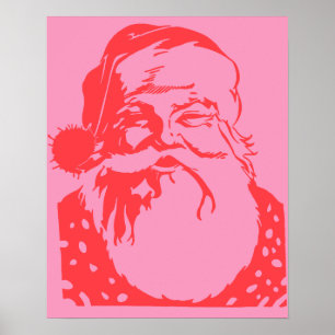 Pop Art Santa Pink Rot Poster
